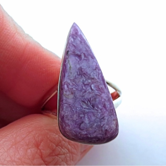Genuine Charoite Gemstone Sterling Silver Ring Size 9.5 - Picture 2 of 4